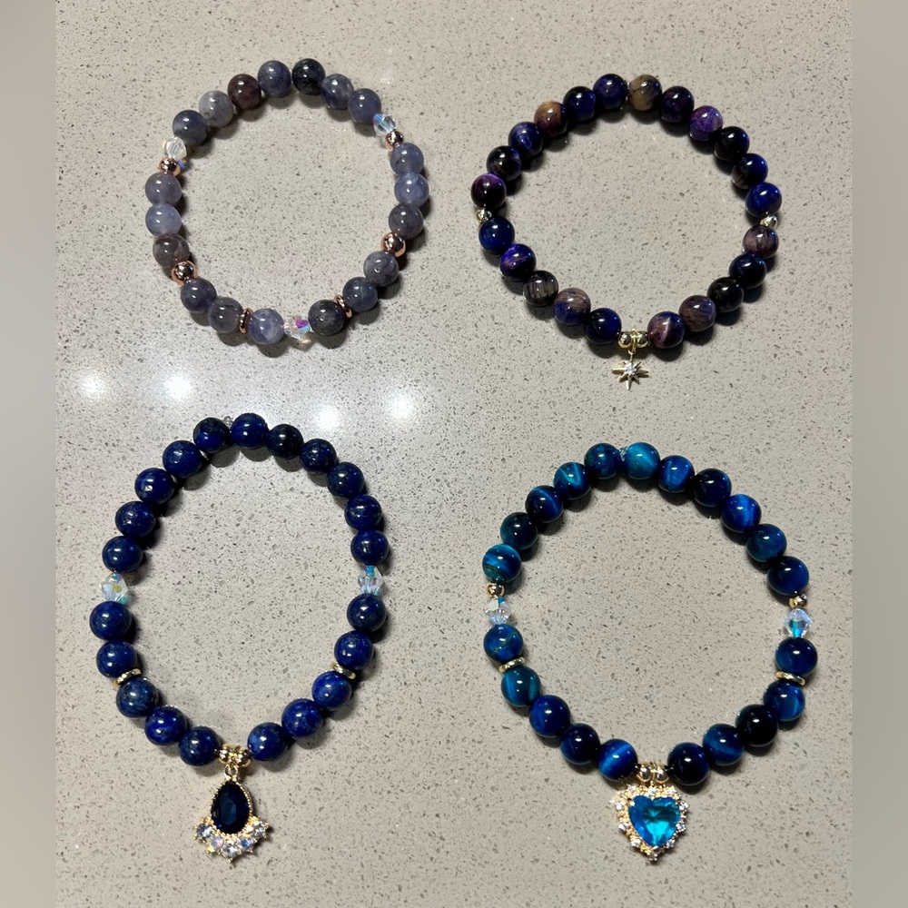 Genuine Gemstone Crystal Stretch Bracelets